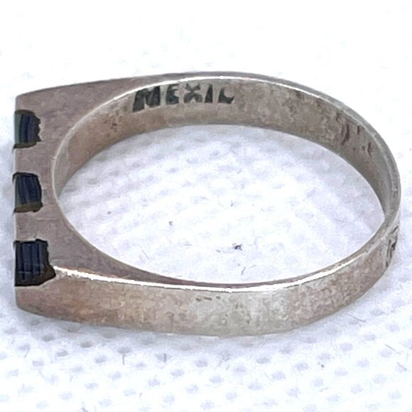 925 Sterling Silver Mexico Abalone Channel Inlay Iridescent Ring Size 6.25 VTG - Picture 5 of 15